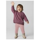 Younger Girls Pink Velvet Leggings, 1, hi-res