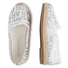 Girls Ivory & Silver Logo Espadrilles, 1, hi-res