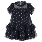 Girls Navy Blue Star Tulle Dress, 1, hi-res