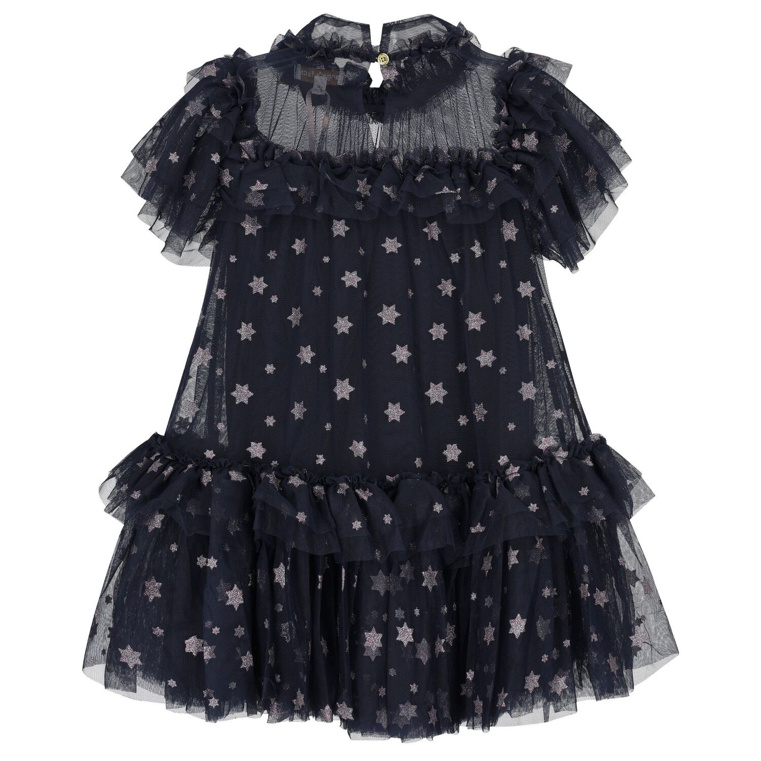 Girls Navy Blue Star Tulle Dress, 1, hi-res