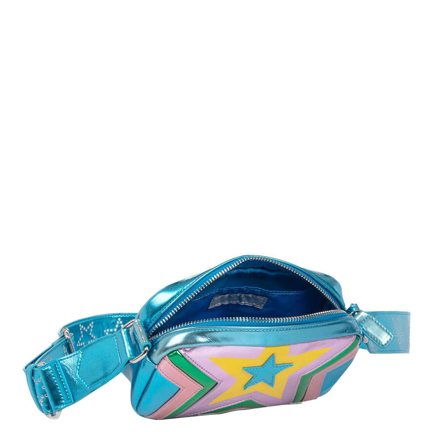 Girls Blue Metallic Star Bag, 1, hi-res