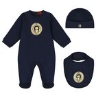 Navy Blue & Gold Logo Babygrow Gift Set, 2, hi-res