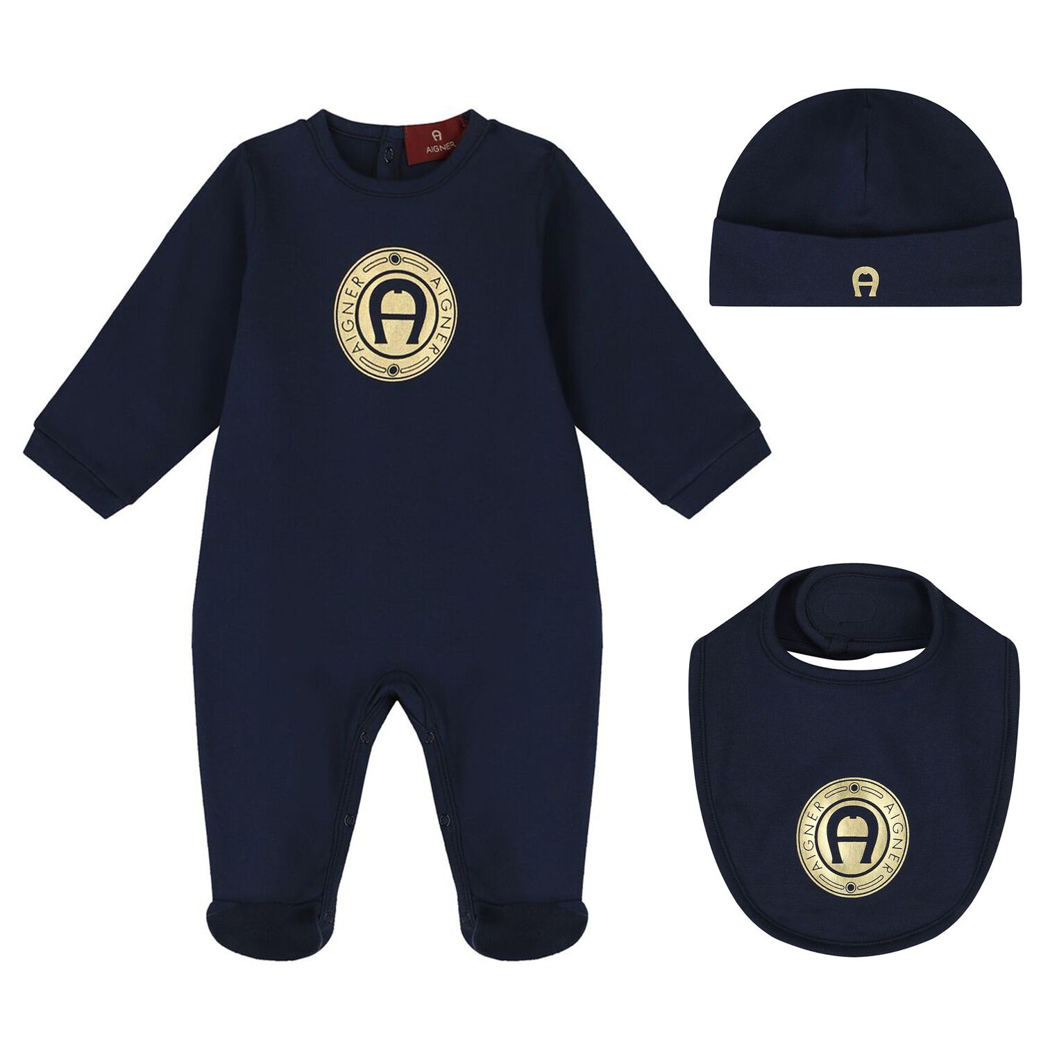 Navy Blue & Gold Logo Babygrow Gift Set, 2, hi-res image number null