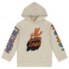 Boys Beige Logo Slogan Hooded Top, 1, hi-res