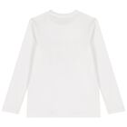 Girls White Logo Long Sleeve Top, 1, hi-res