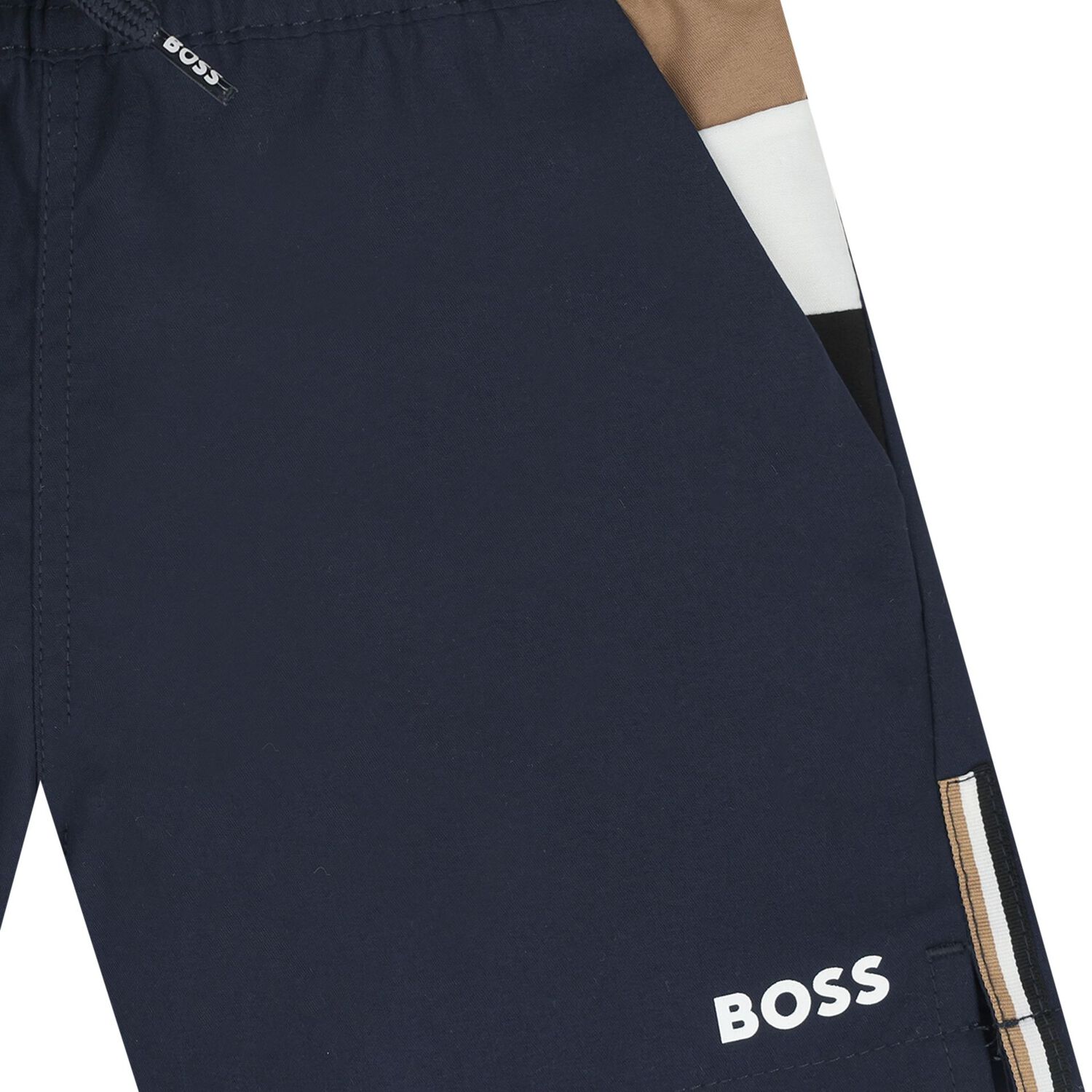 Younger Boys Mini Me Navy Blue Logo Swim , 1, hi-res