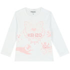 Baby Girls White Logo Long Sleeve Top, 1, hi-res