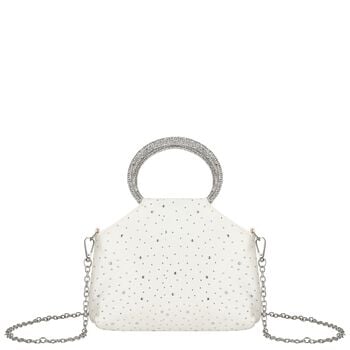 Girls Ivory Rhinestone Embellished Handbag ( 23cm )