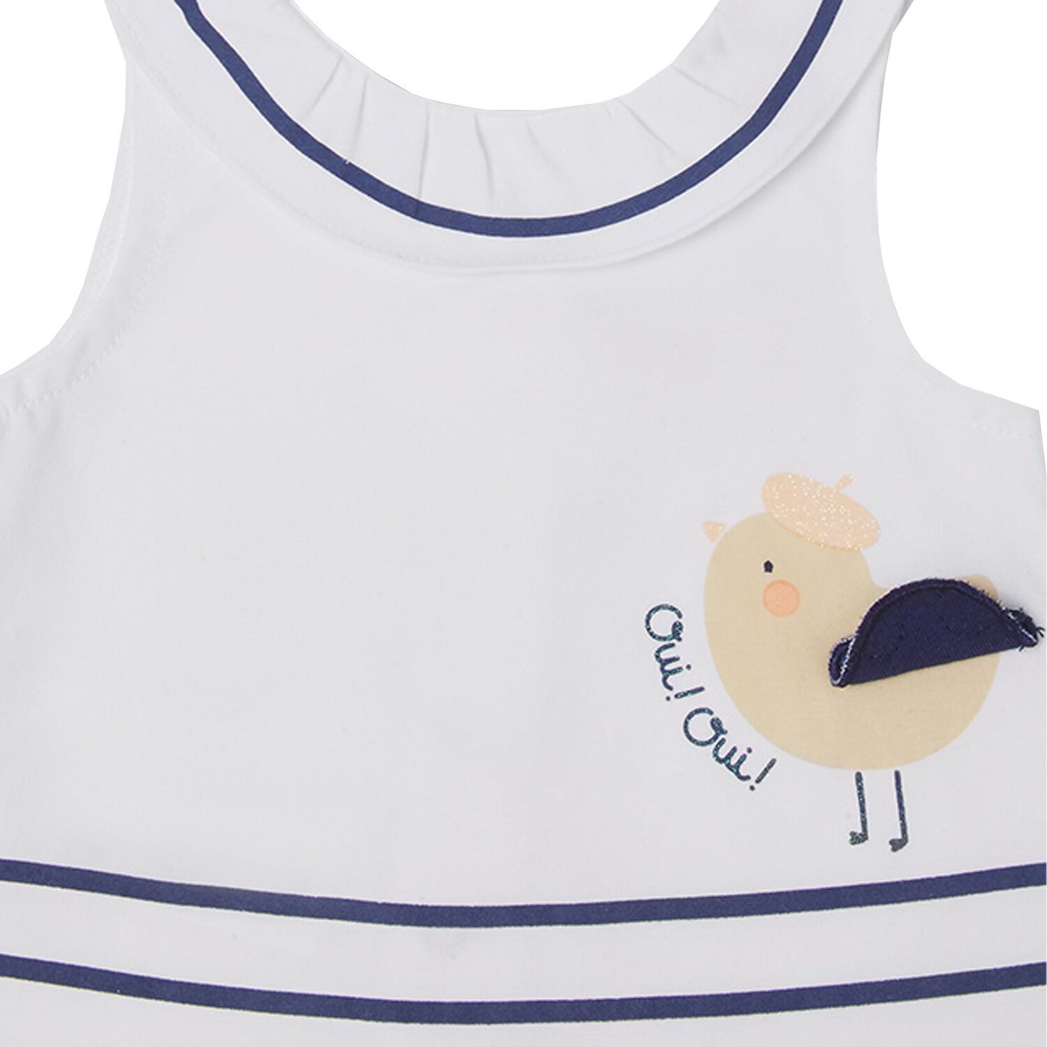 Baby Girls White & Navy Blue Shorts Set, 1, hi-res