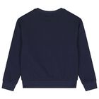 Girls Navy Blue Teddy Bear Logo Sweatshirt, 2, hi-res