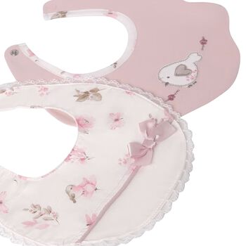 Baby Girls Ivory & Gold Bibs ( 2-Pack )