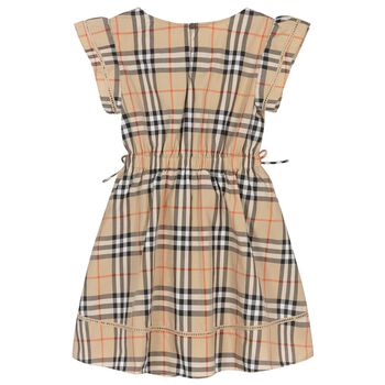 Girls Beige Check Dress