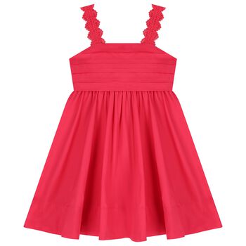 Girls Pink Pleated Satin Dress