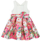 Girls White & Pink Floral Dress, 1, hi-res
