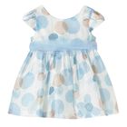 Younger Girls Blue Floral Organza Dress, 2, hi-res