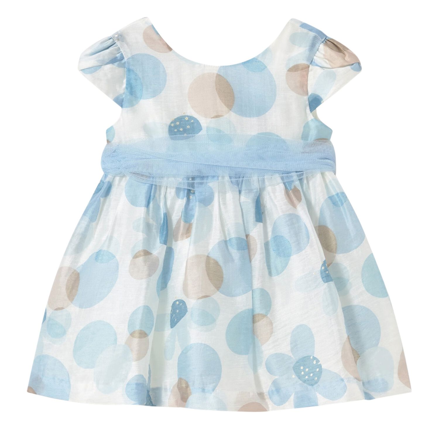 Younger Girls Blue Floral Organza Dress, 2, hi-res