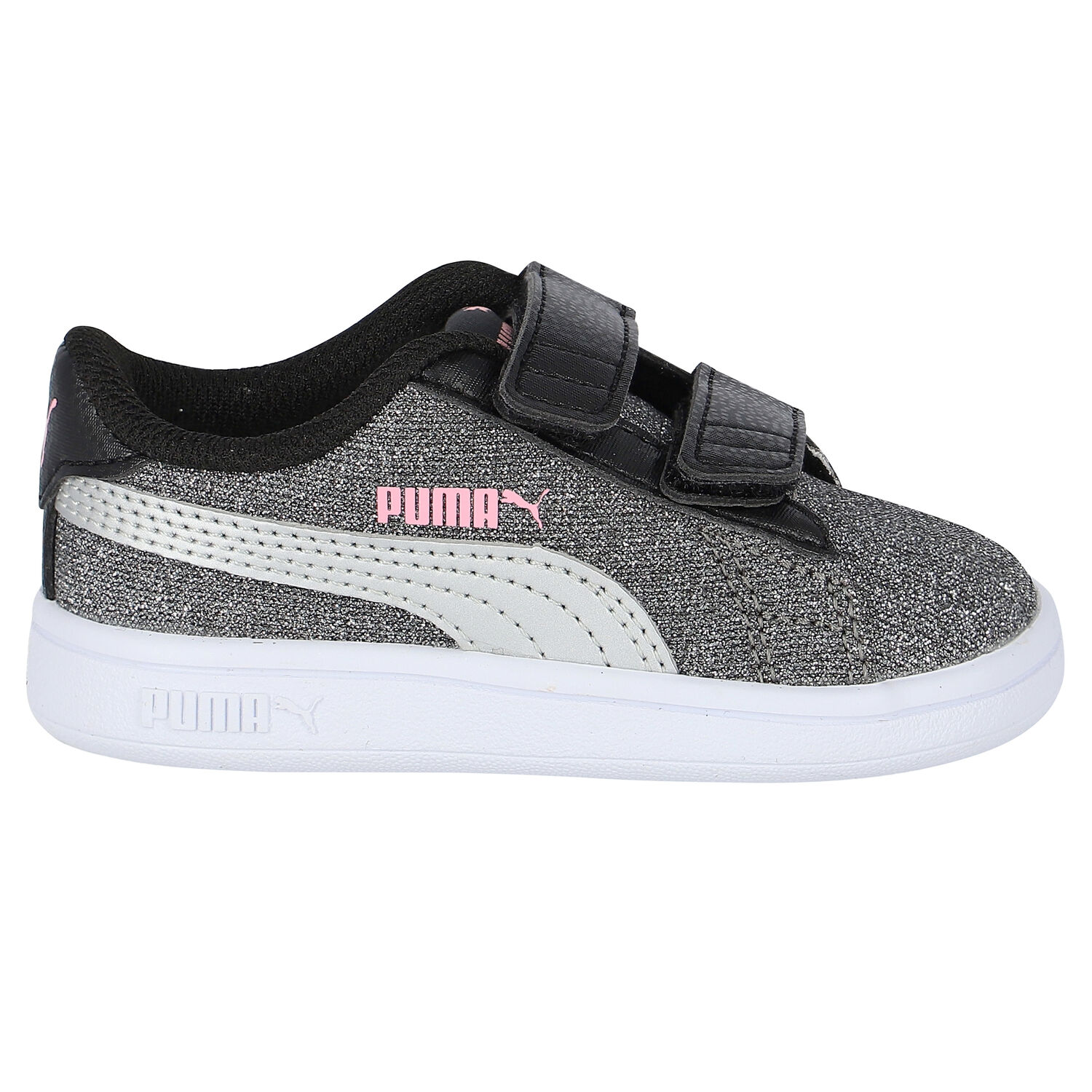 Girls Silver Logo Smash Trainers, 1, hi-res