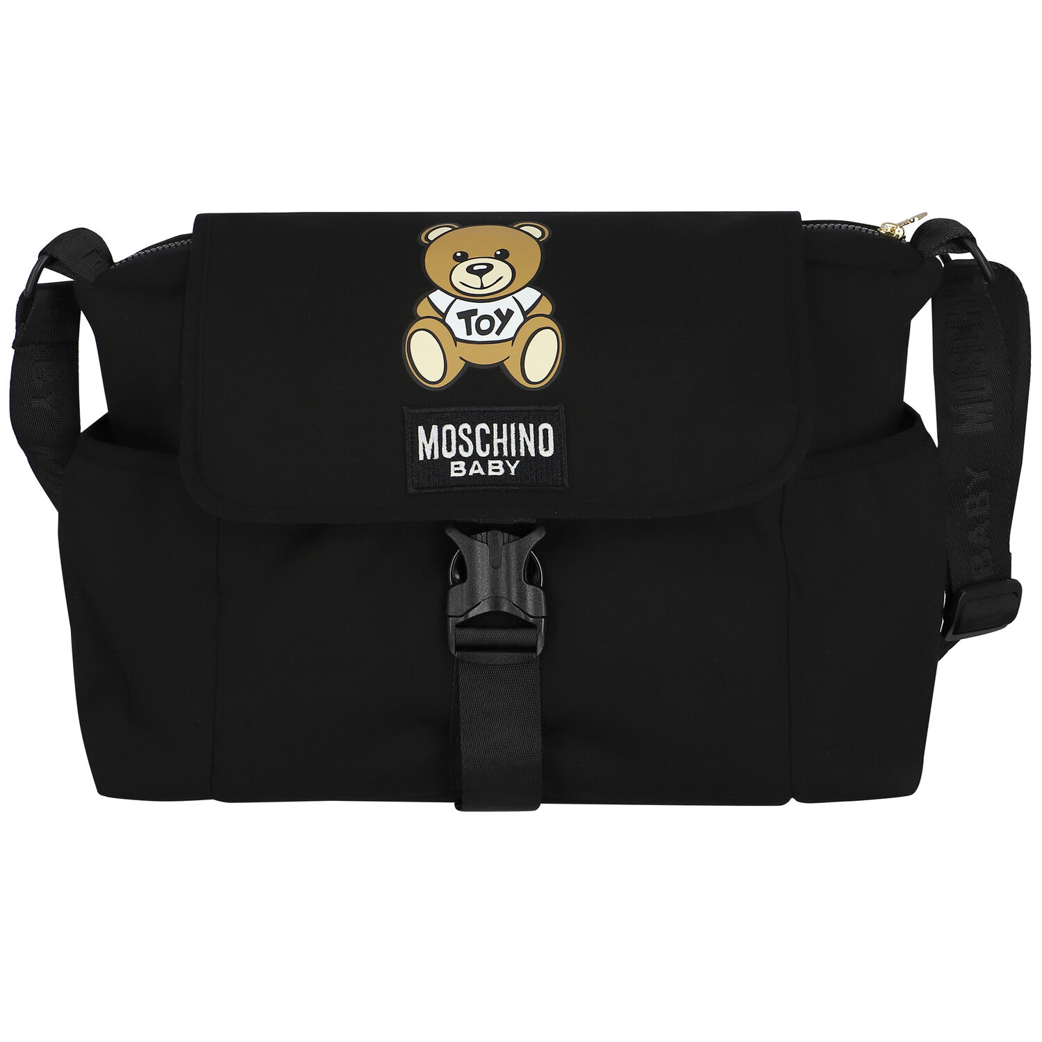 Black Teddy Bear Logo Baby Changing Bag, 2, hi-res
