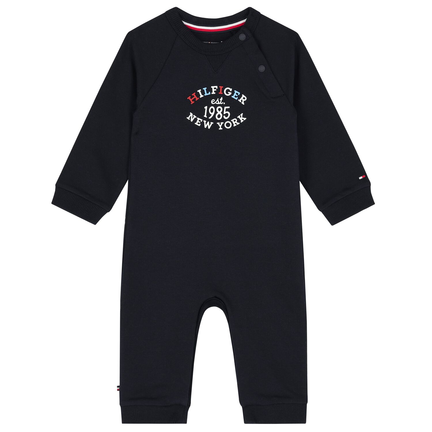 Baby Boys Navy Blue Logo Romper, 1, hi-res