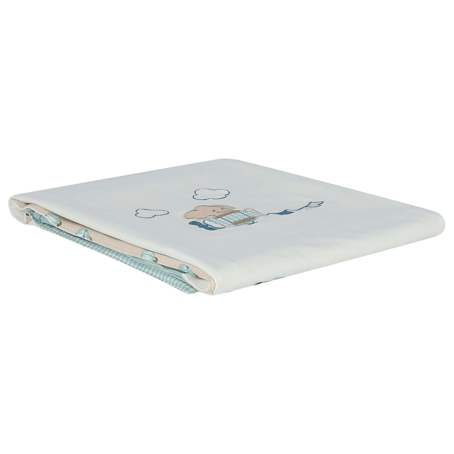 Baby Boys White & Aqua Blanket, 1, hi-res image number null