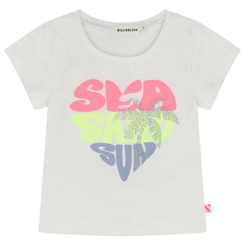 Girls White Rhinestone T-Shirt