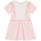 Younger Girls Pink Logo Dress, 1, hi-res