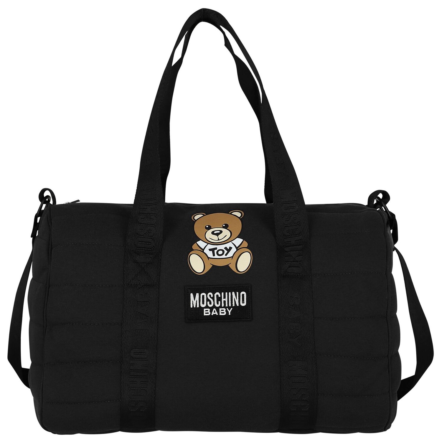Black Teddy Bear Logo Baby Changing Bag, 1, hi-res