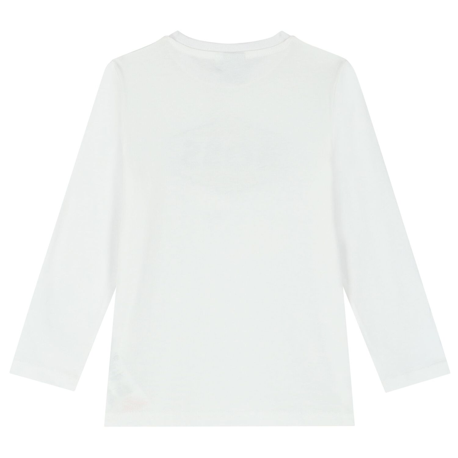Boys White Logo Long Sleeve Top, 1, hi-res