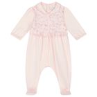 Baby Girls Pink Floral Babygrow, 1, hi-res