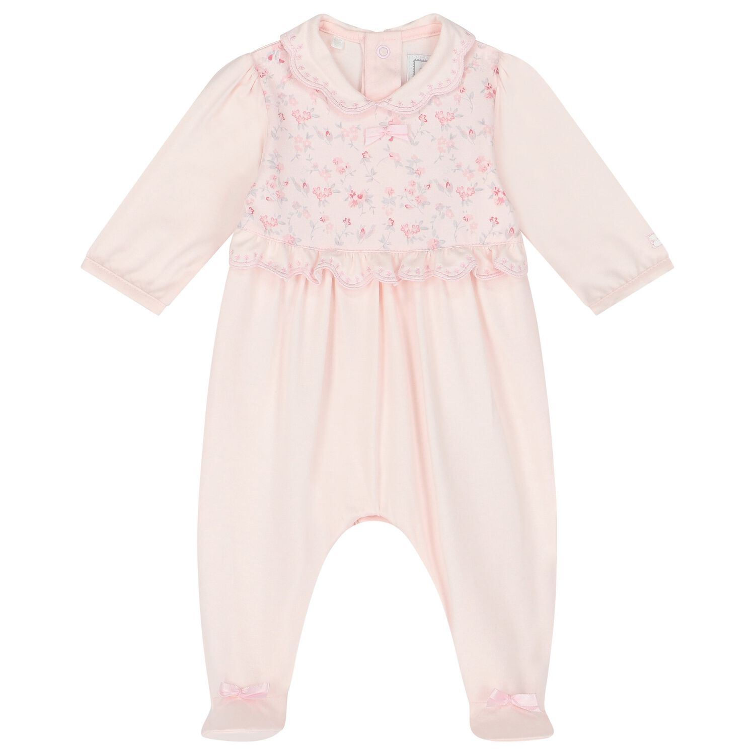 Baby Girls Pink Floral Babygrow, 1, hi-res
