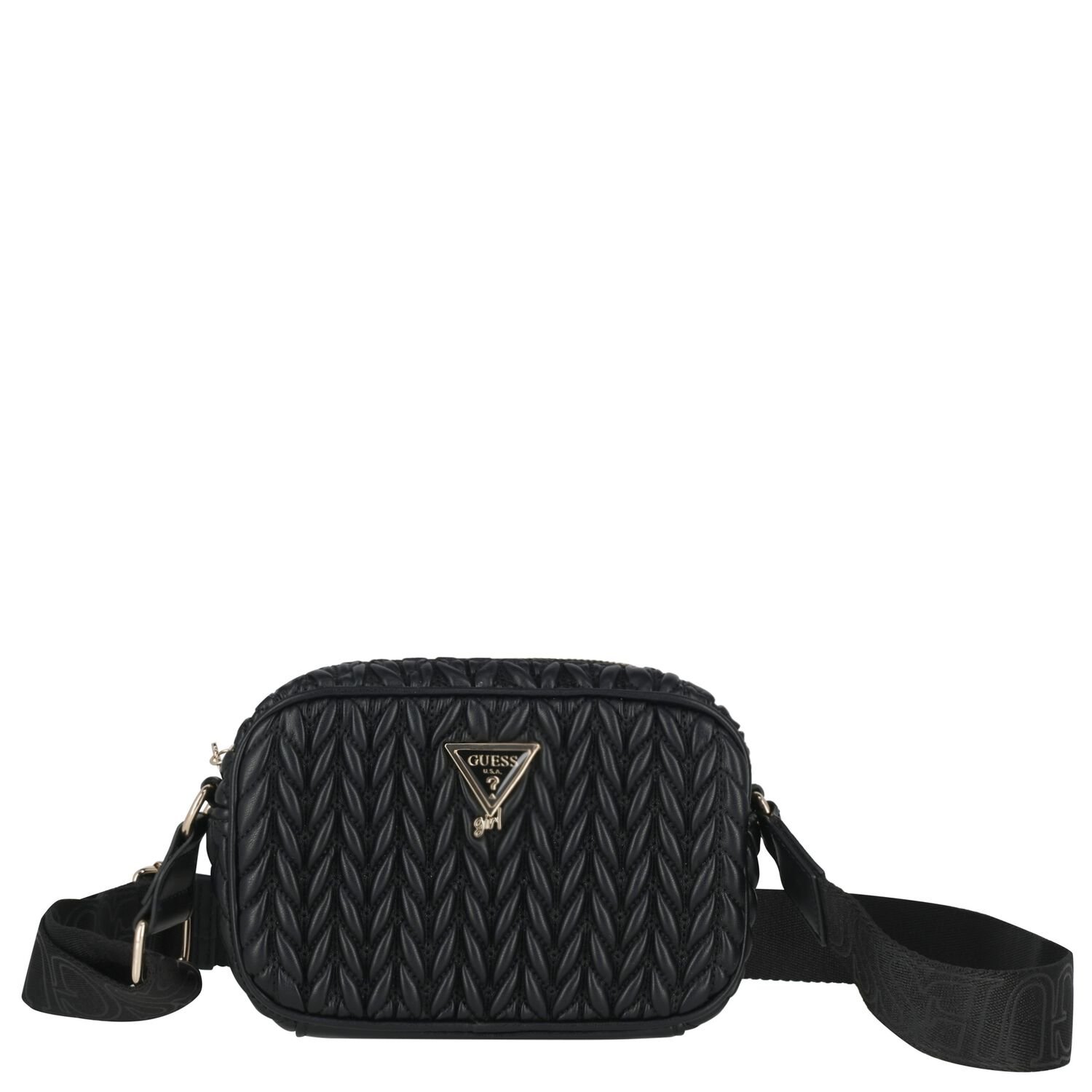 Girls Black Logo Quilted Bag, 3, hi-res