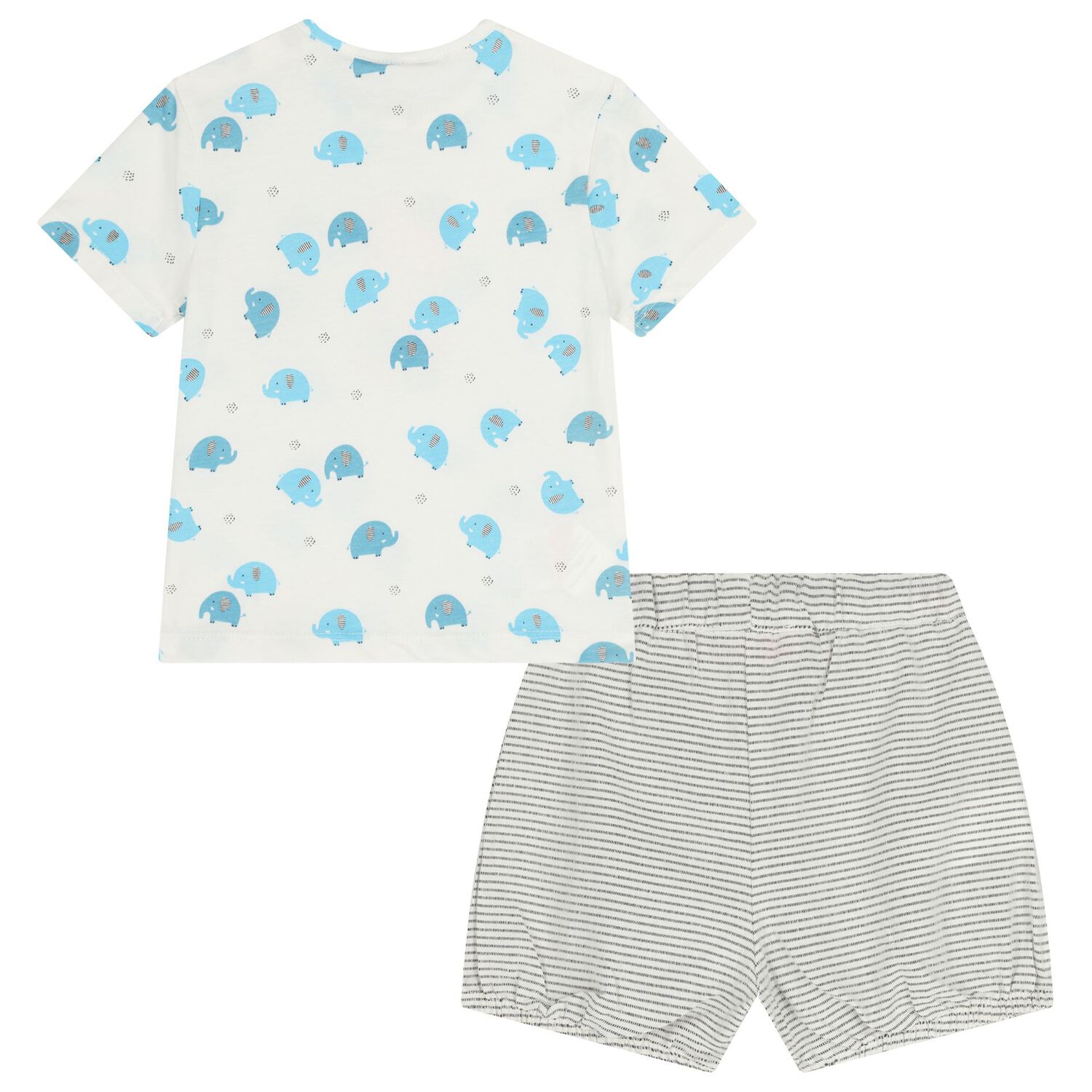 Baby Boys White & Grey Elephant Shorts Set, 1, hi-res