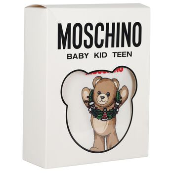 Ivory Christmas Teddy Bear Logo Babygrow