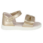Younger Girls Gold Bow Sandals, 1, hi-res
