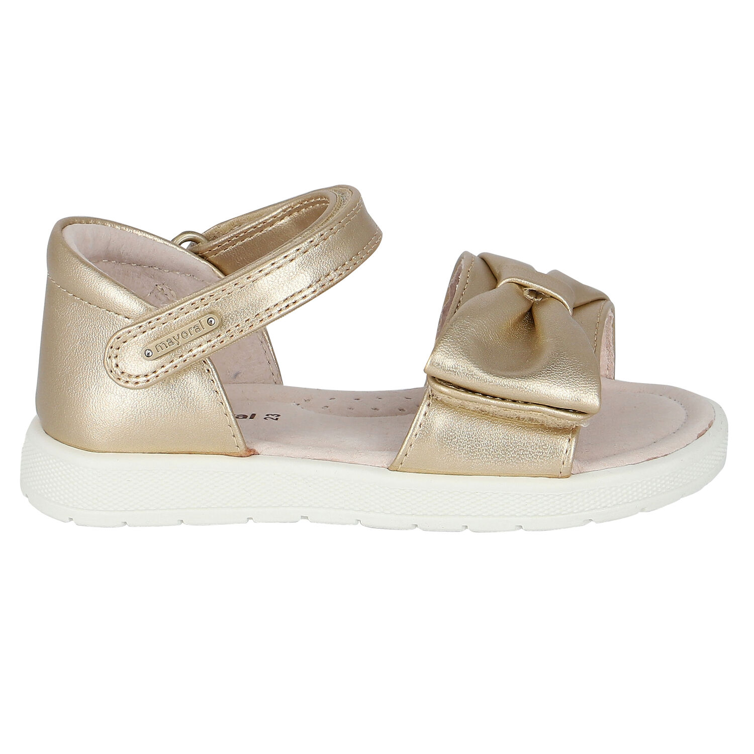 Younger Girls Gold Bow Sandals, 1, hi-res
