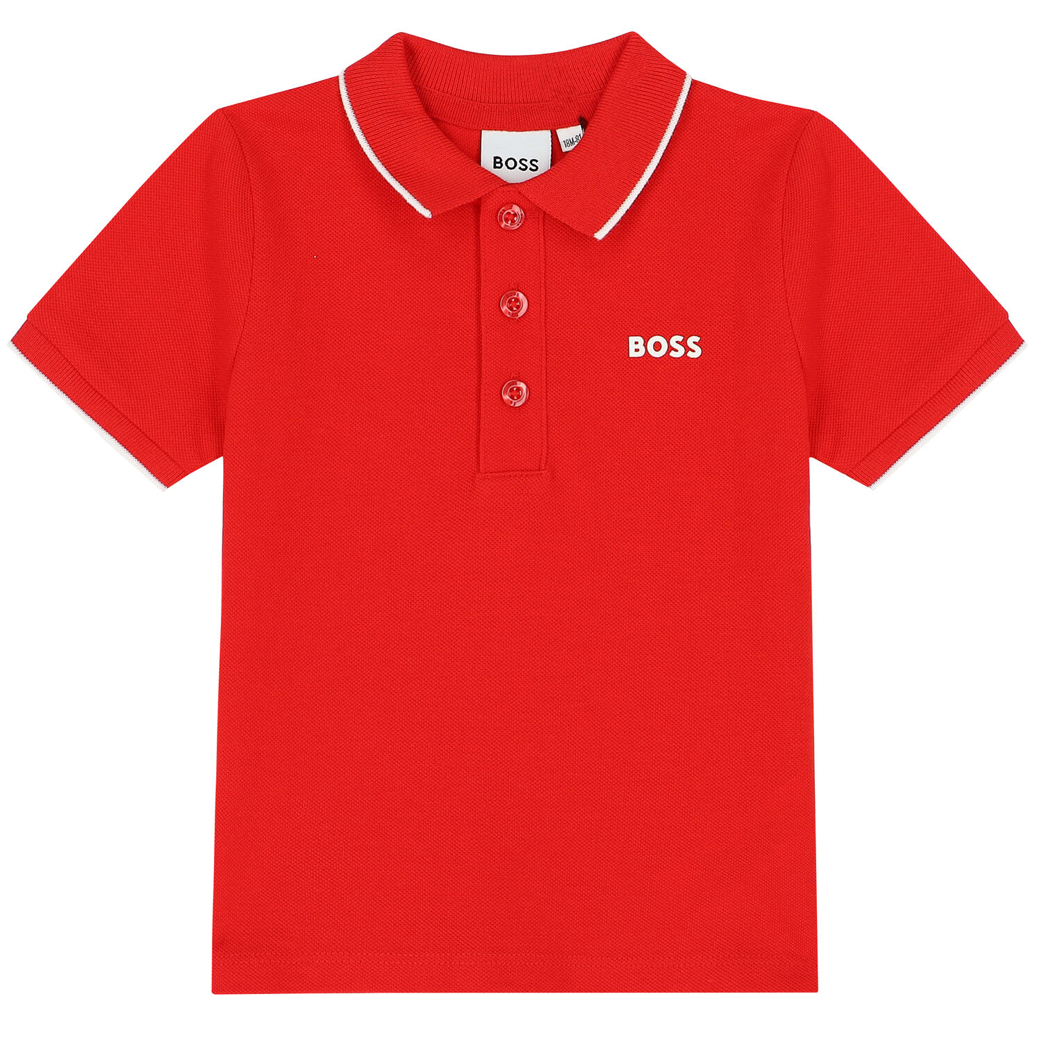 Younger Boys Red Logo Polo Shirt, 4, hi-res