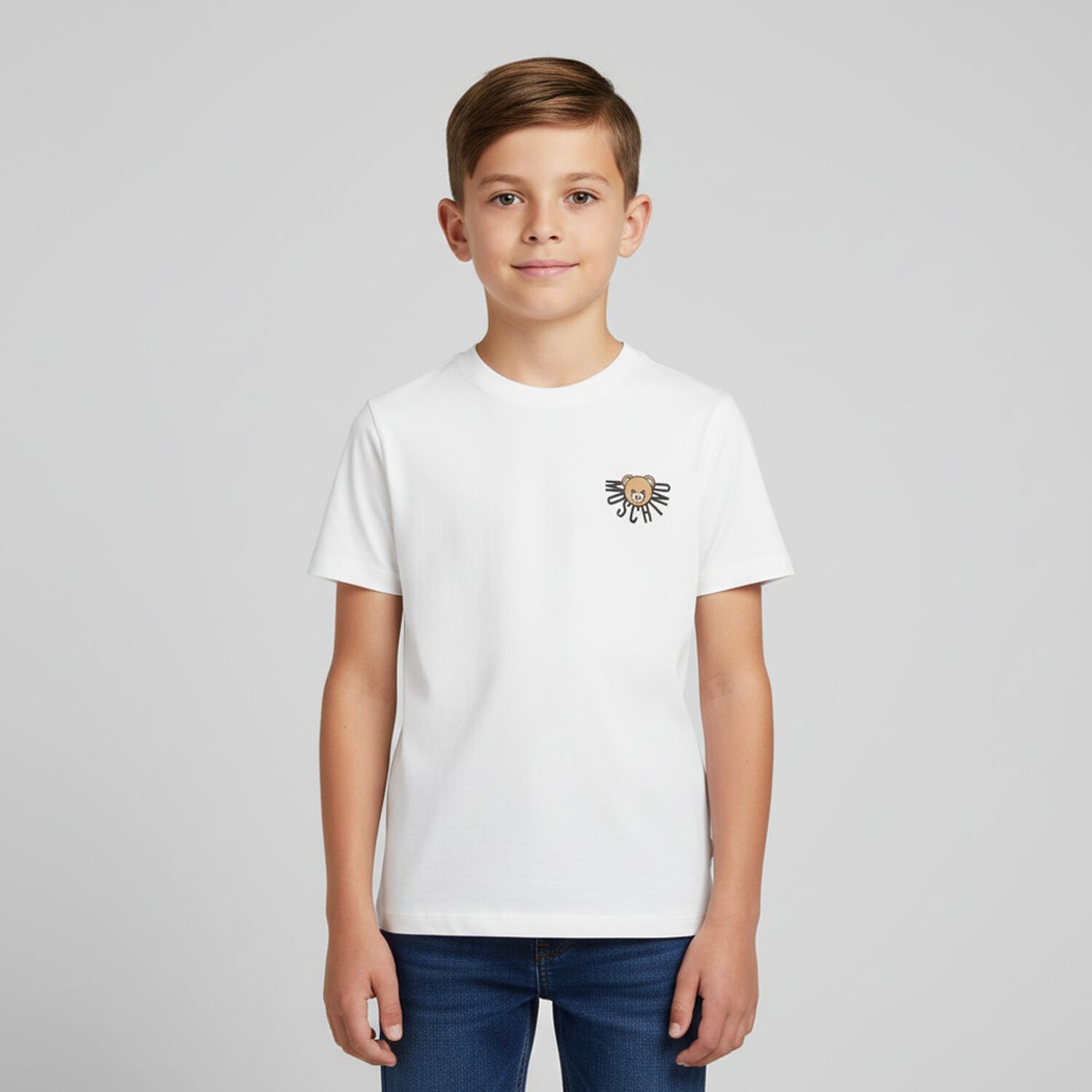White Teddy Bear Logo T-Shirt, 1, hi-res