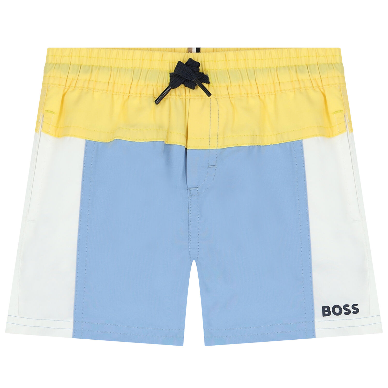Younger Boys Yellow & Blue Logo Swim Shorts, 1, hi-res image number null