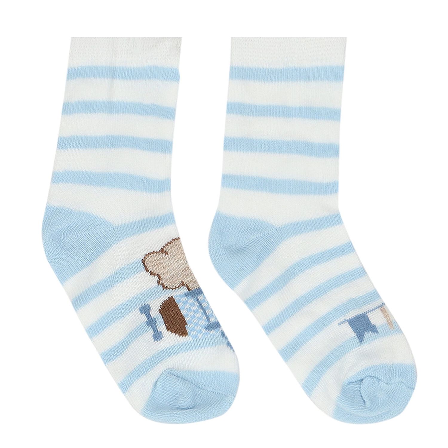 Baby Boys Blue & White Socks ( 4-Pack ), 3, hi-res