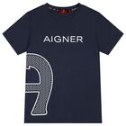 Boys Navy Blue Logo T-Shirt, 2, hi-res