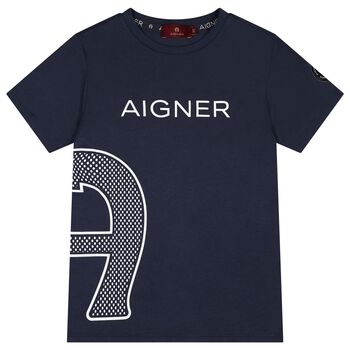 Boys Navy Blue Logo T-Shirt