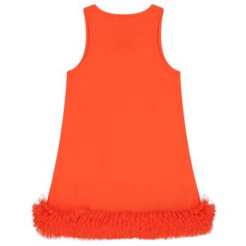 Girls Red Tulle Hem Dress