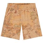 Boys White & Beige Geo Map Shorts Set, 1, hi-res