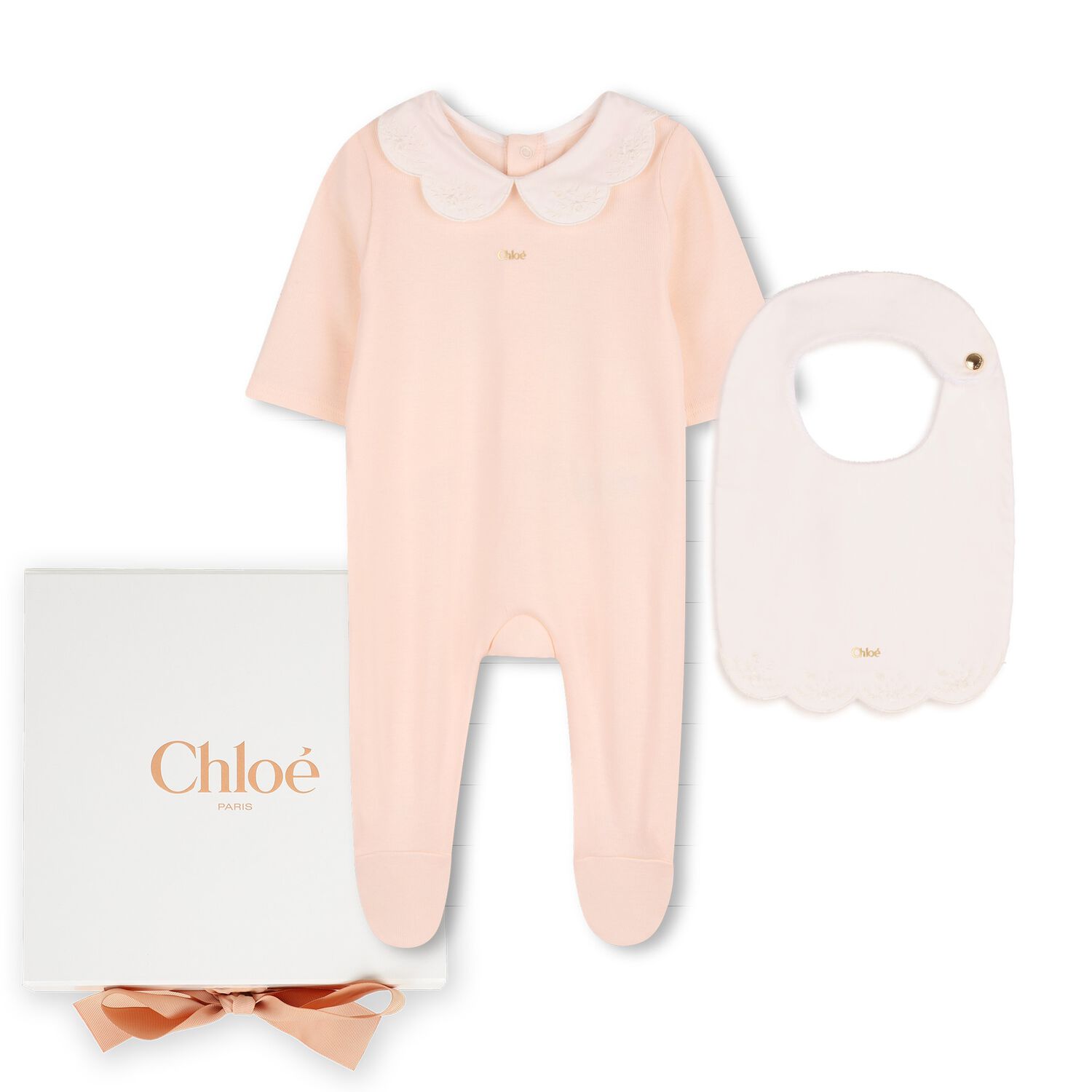 Baby Girls Pink & White Logo Babygrow Gift Set, 1, hi-res