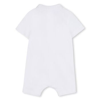 Baby Boys White Logo Romper