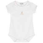 Baby White Teddy Embroidered Bodysuit, 1, hi-res