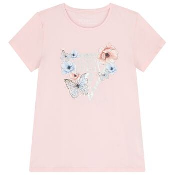 Girls Pink Logo Floral T-Shirt