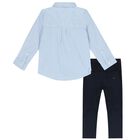 Baby Boys Blue & Navy Blue Trousers Set, 1, hi-res