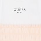 Girls White & Pink Logo Tulle Dress, 2, hi-res