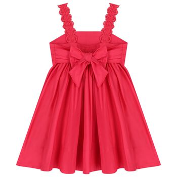 Girls Pink Pleated Satin Dress